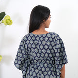 Indigo roses cotton kaftan