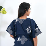 Royal blue pintex cotton short kaftan