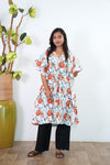 Orange dahlia pintex cotton short kaftan