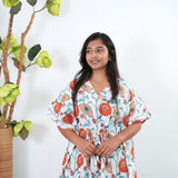 Orange dahlia pintex cotton short kaftan