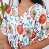 Orange dahlia pintex cotton short kaftan
