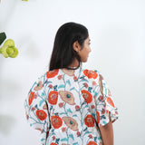 Orange dahlia pintex cotton short kaftan