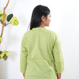 Lime green pintex cotton short kurti