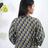 Indigo and pista green cotton short kurti