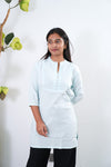Powder blue pintex cotton short kurti