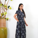 Royal blue cotton button down shirt dress