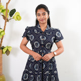 Royal blue cotton button down shirt dress