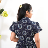 Royal blue cotton button down shirt dress