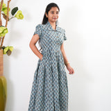 Baby blue cotton button down shirt dress