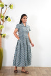 Baby blue cotton button down shirt dress