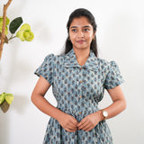 Baby blue cotton button down shirt dress