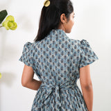 Baby blue cotton button down shirt dress