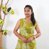 Lemonade floral v neck cotton co-ords set ( attached sleeves)