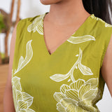 Lemonade floral v neck cotton co-ords set ( attached sleeves)