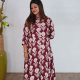 Maroon geometric long gown