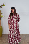 Maroon geometric long gown