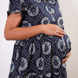 Royal blue cotton button down shirt dress