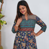 Sea blue floral long gown