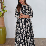 Black geometric long gown