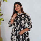 Black geometric long gown