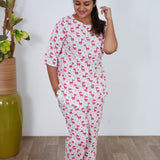 Pink giraffe cotton lounge-sleep wear