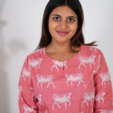 Pink pichwai cotton lounge-sleep wear