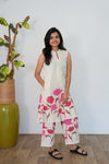 Pink tulips cotton co-ords set(attached sleeves)