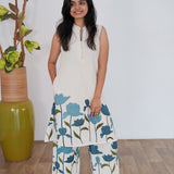 Blue tulips cotton co-ords set(attached sleeves)