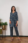 Royal blue floral cotton comfies