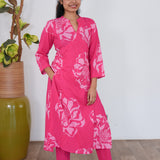 Pink angrakha cotton co-ords set