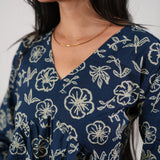 Royal blue floral cotton comfies