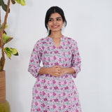 Pink floral angrakha cotton co-ords set