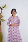 Pink floral angrakha cotton co-ords set