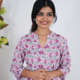 Pink floral angrakha cotton co-ords set