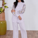 Lavender embroidered cotton co-ords set