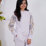 Lavender embroidered cotton co-ords set