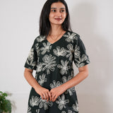 Midnight black cotton sleep wear