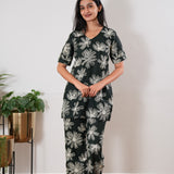Midnight black cotton sleep wear