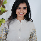 Beige embroidered cotton co-ords set