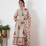 Off white and red cotton suit set
