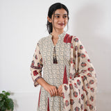 Off white and red cotton suit set