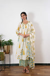 Off white sanganeri cotton suit set