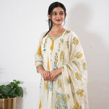 Off white sanganeri cotton suit set