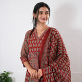 Deep red ajrakh cotton suit set