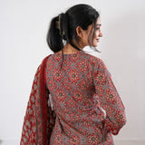 Deep red ajrakh cotton suit set