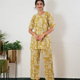 Mustard geometric cotton sleep wear
