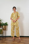 Mustard geometric cotton sleep wear
