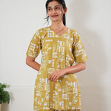 Mustard geometric cotton sleep wear