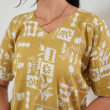Mustard geometric cotton sleep wear