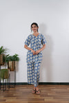 Powder blue roses cotton sleep wear
